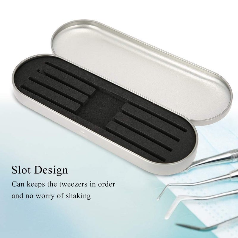 woobles Professional Storage Box for Eyelash Extension Tweezers Organizer Case Eyelash Eyeliner Pencil Case Organizer Makeup Tools(Silver) - Image 3